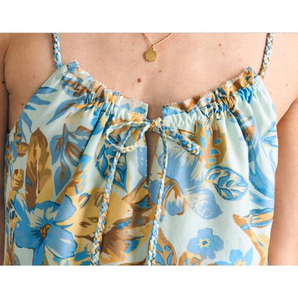 Faherty Sun Chaser Maxi Floral Tier Dress | sz M, Paradise Blossom Blue NEW $328 - Picture 3 of 6